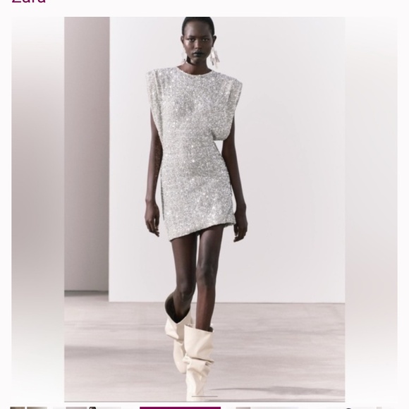 Zara Sparkle Sequin Shoulder Pads  Dress ZW COLLECTION - Picture 9 of 16